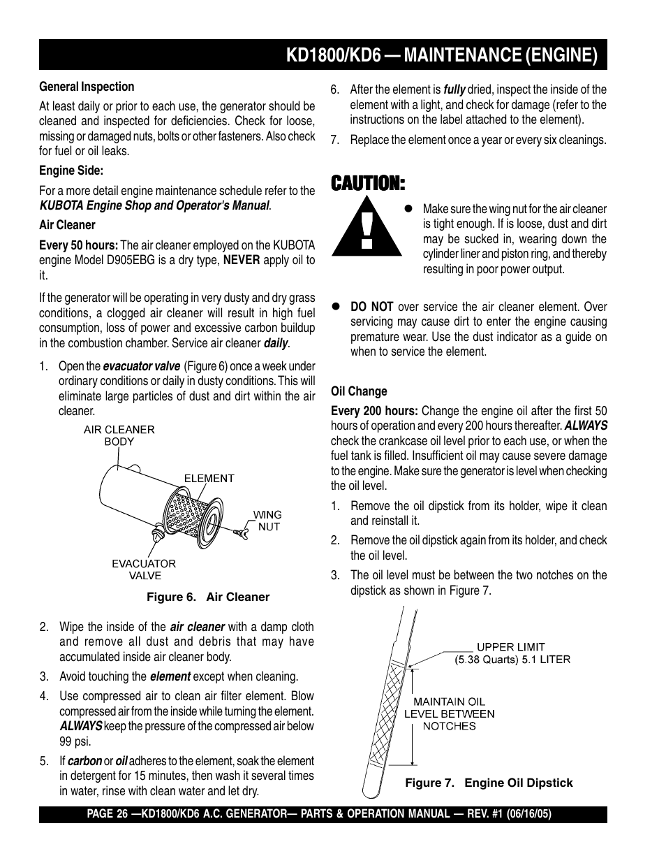 Caution | Multiquip A.C. Generator Used with MLT Series Modular Light Towers KD6 User Manual | Page 26 / 134