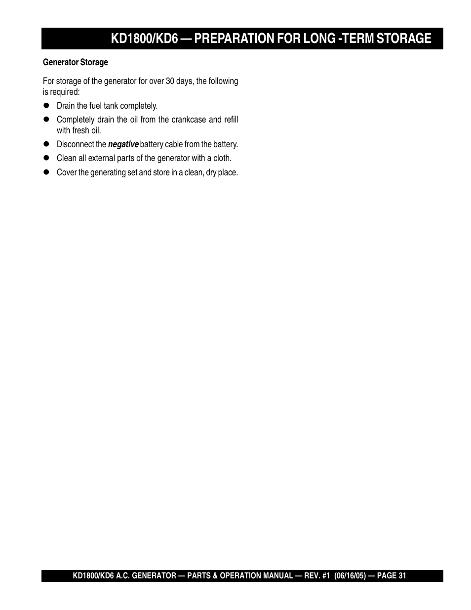 Multiquip A.C. Generator Used with MLT Series Modular Light Towers KD6 User Manual | Page 31 / 134