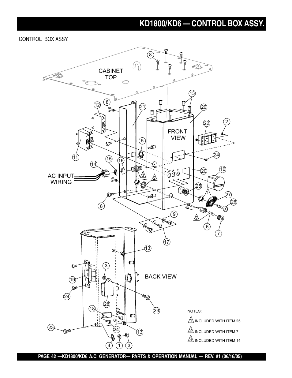 Multiquip A.C. Generator Used with MLT Series Modular Light Towers KD6 User Manual | Page 42 / 134