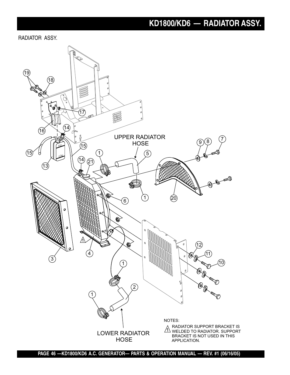 Multiquip A.C. Generator Used with MLT Series Modular Light Towers KD6 User Manual | Page 46 / 134