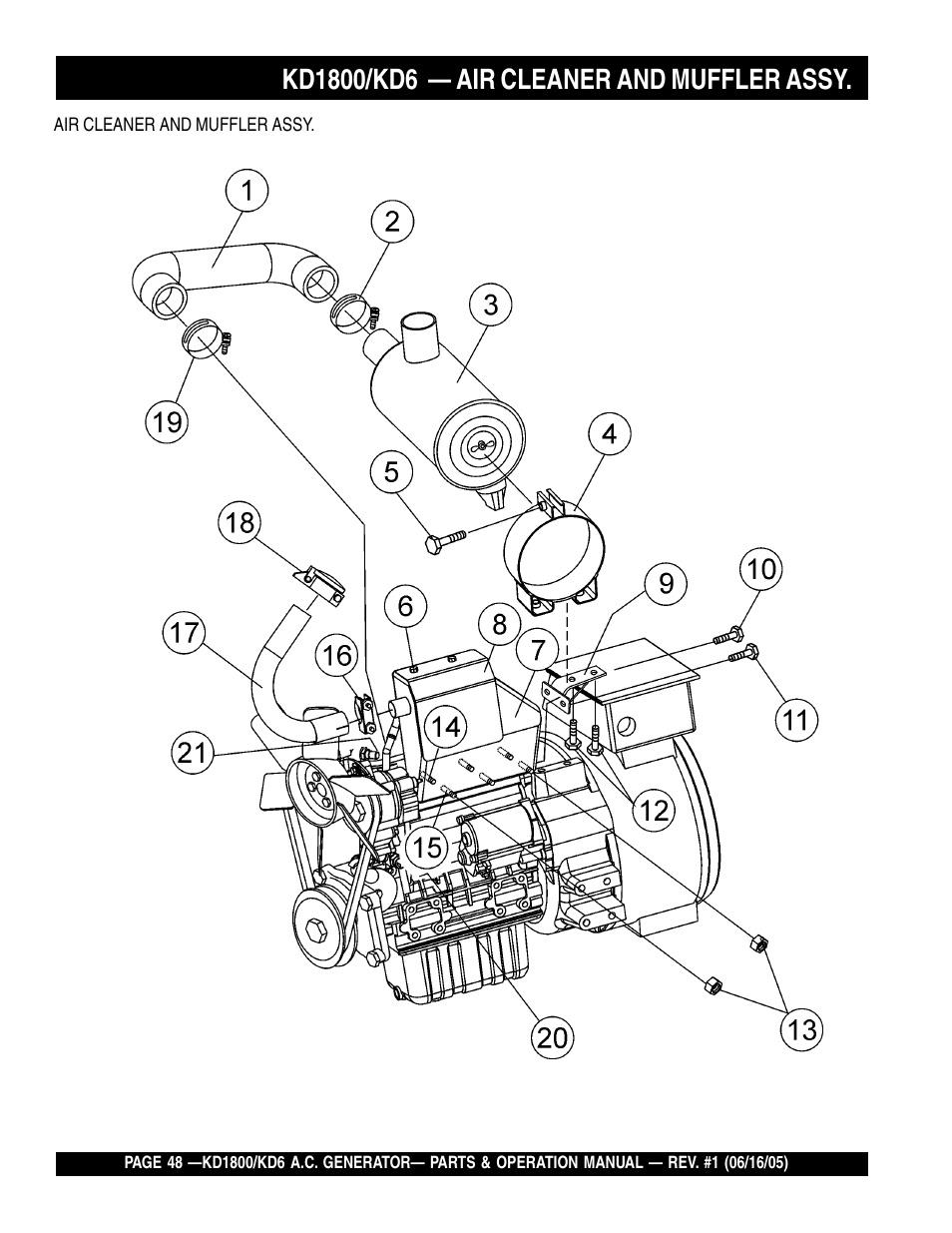 Multiquip A.C. Generator Used with MLT Series Modular Light Towers KD6 User Manual | Page 48 / 134