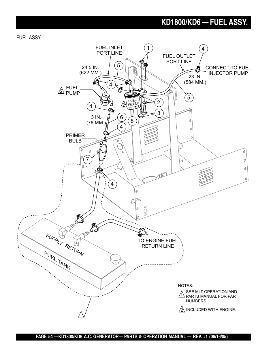 Multiquip A.C. Generator Used with MLT Series Modular Light Towers KD6 User Manual | Page 54 / 134