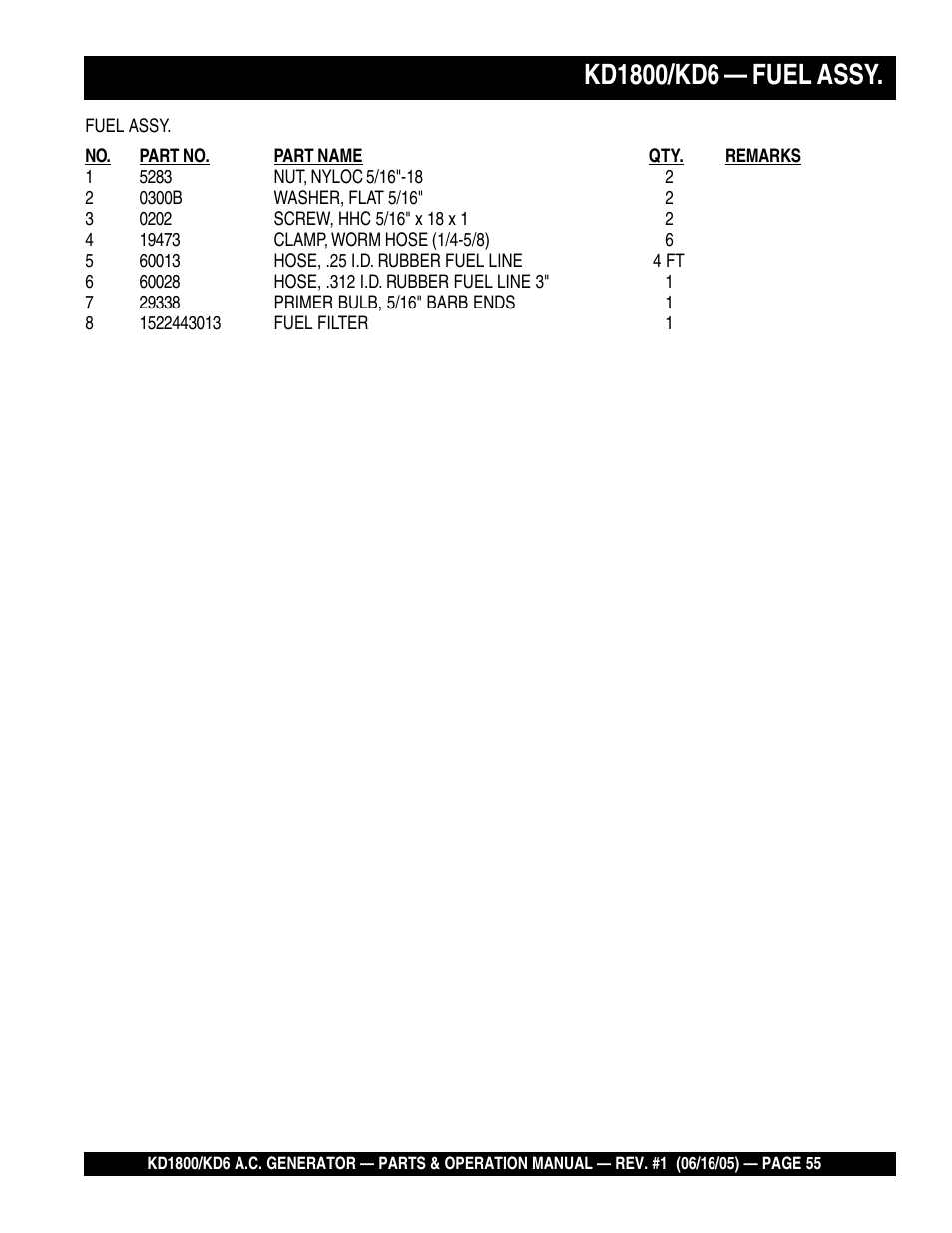 Multiquip A.C. Generator Used with MLT Series Modular Light Towers KD6 User Manual | Page 55 / 134