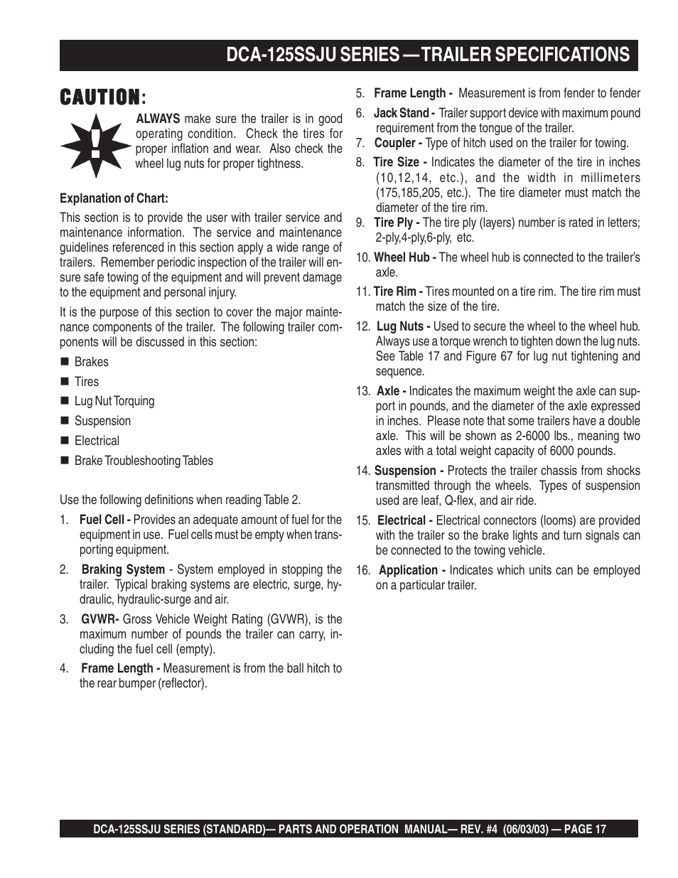 Multiquip MQ Power Portable Generator (Standard) DCA-125SSJU User Manual | Page 17 / 96