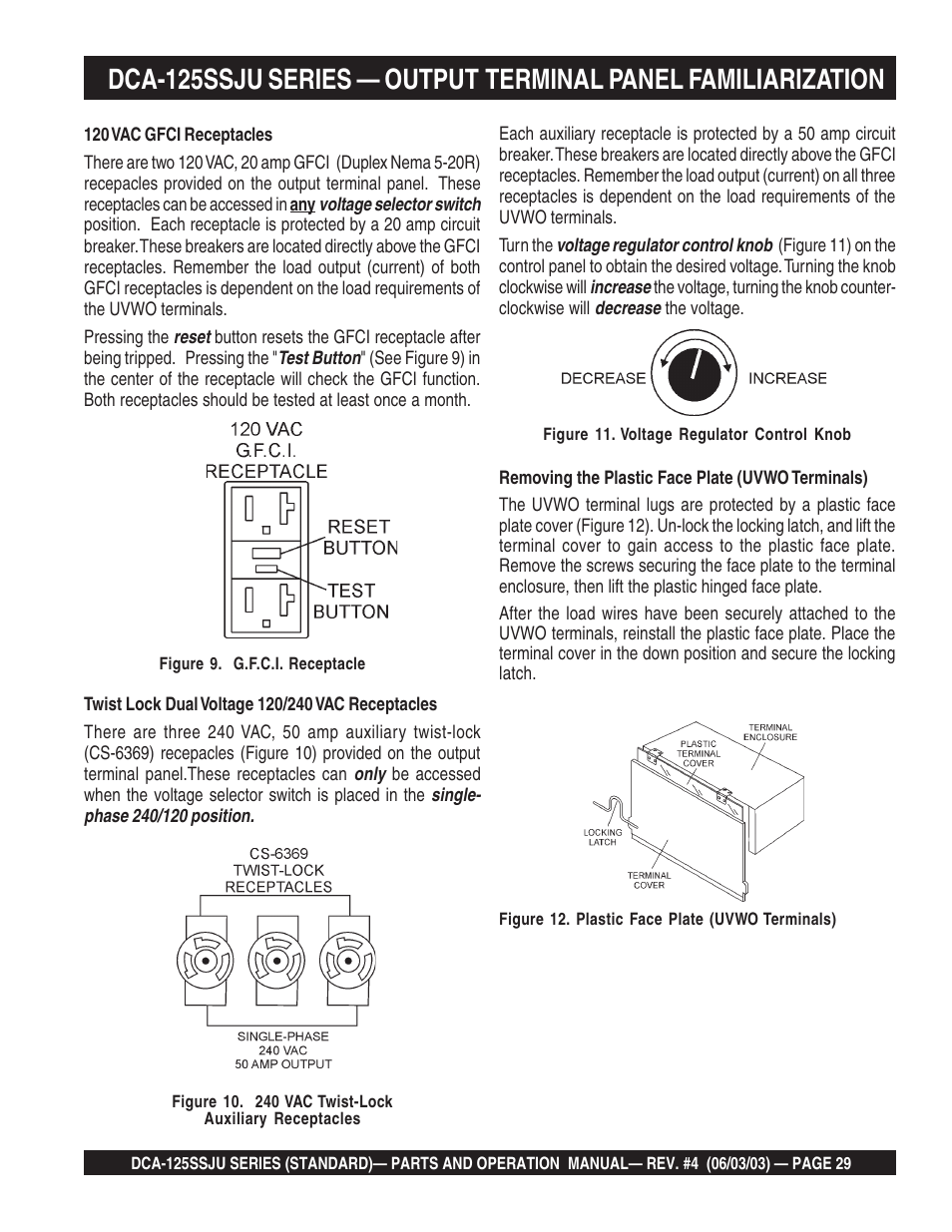 Multiquip MQ Power Portable Generator (Standard) DCA-125SSJU User Manual | Page 29 / 96