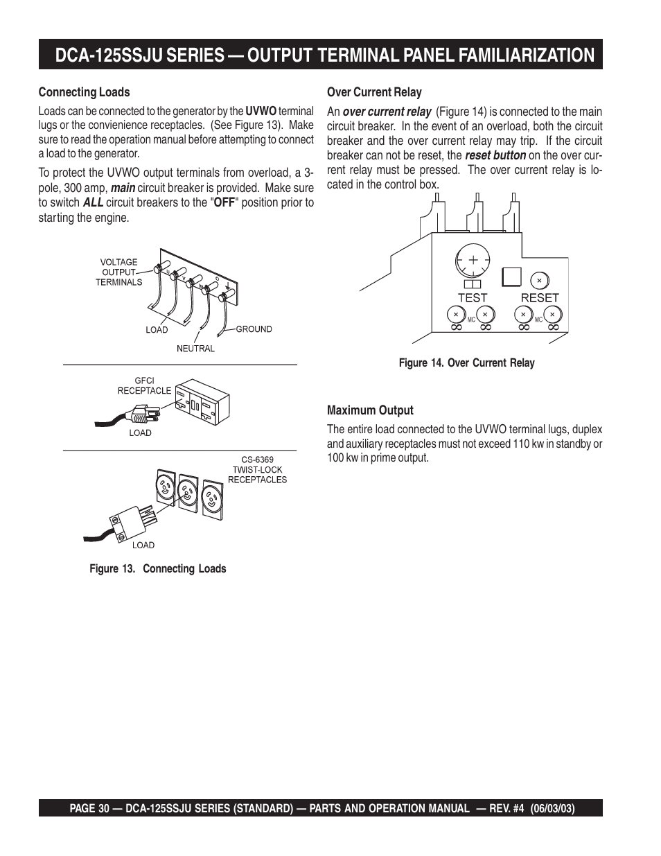 Multiquip MQ Power Portable Generator (Standard) DCA-125SSJU User Manual | Page 30 / 96