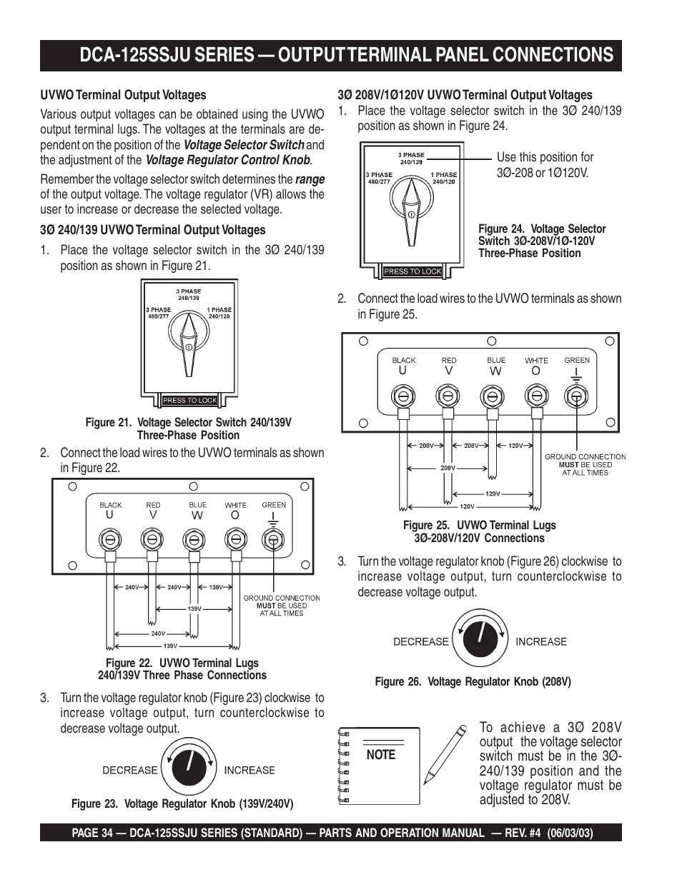 Multiquip MQ Power Portable Generator (Standard) DCA-125SSJU User Manual | Page 34 / 96