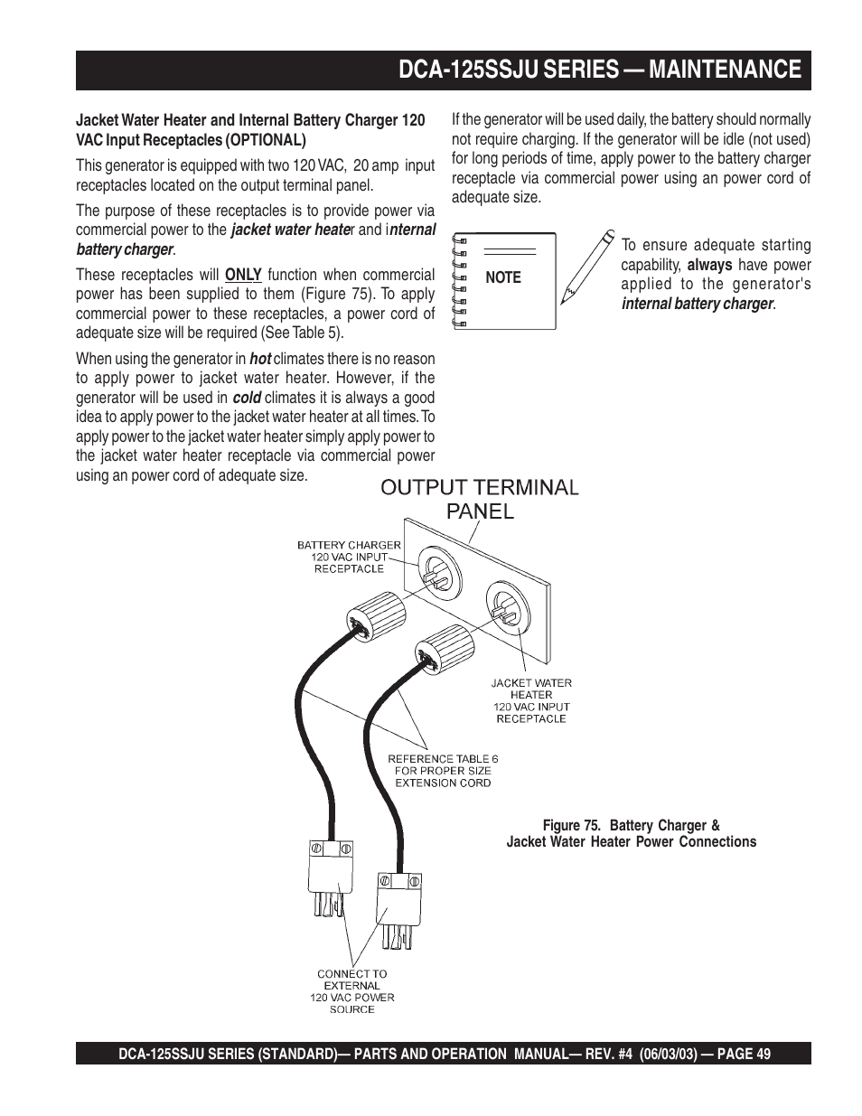 Dca-125ssju series — maintenance | Multiquip MQ Power Portable Generator (Standard) DCA-125SSJU User Manual | Page 49 / 96