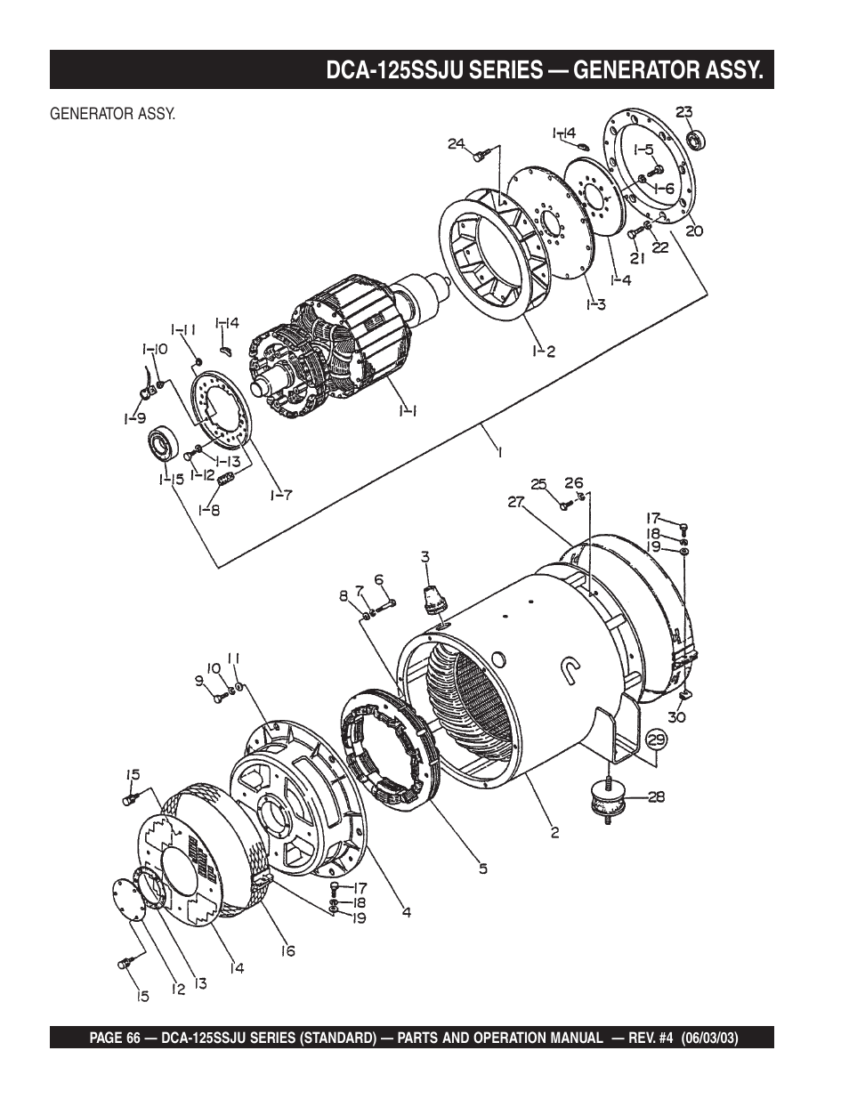 Dca-125ssju series — generator assy | Multiquip MQ Power Portable Generator (Standard) DCA-125SSJU User Manual | Page 66 / 96