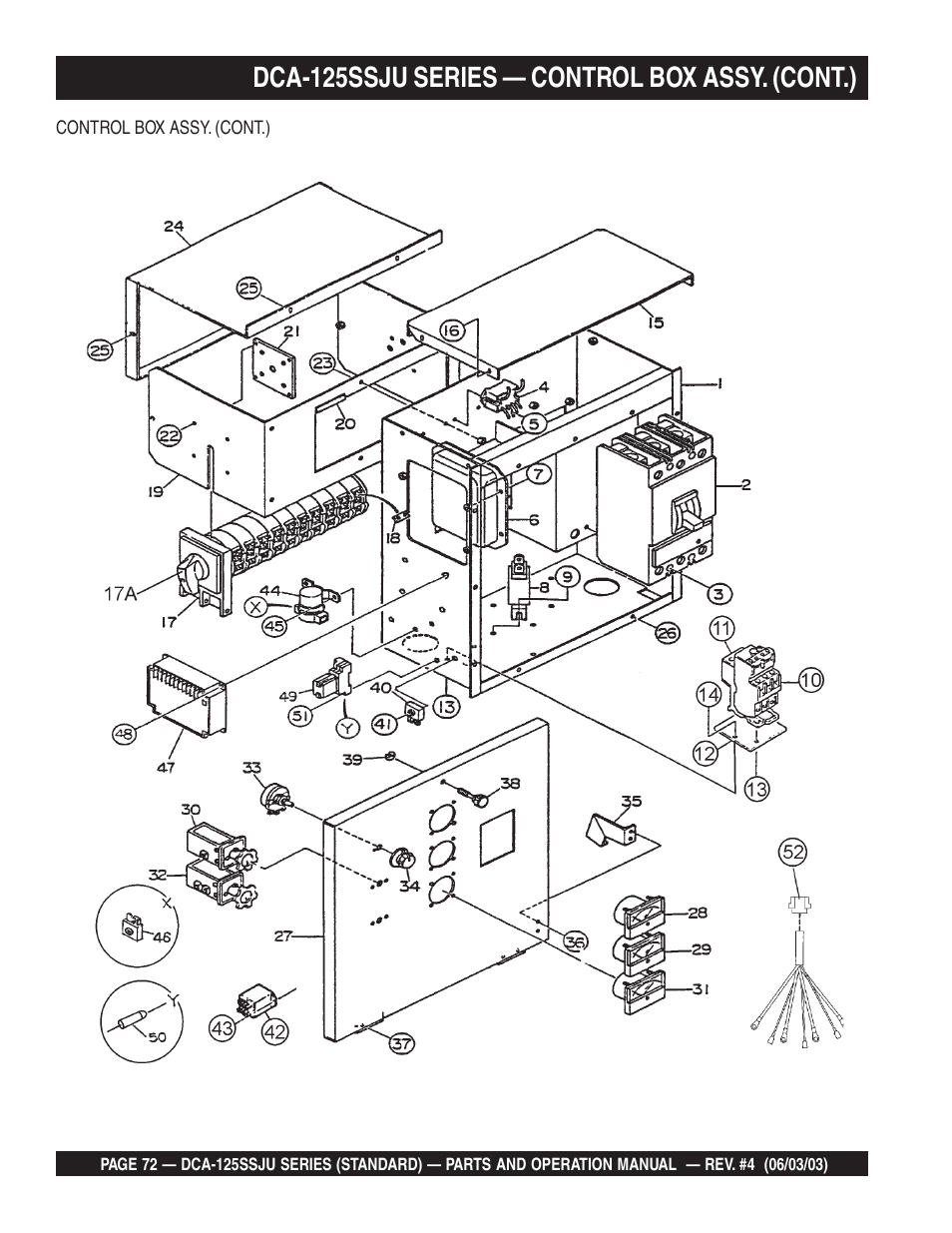 Dca-125ssju series — control box assy. (cont.) | Multiquip MQ Power Portable Generator (Standard) DCA-125SSJU User Manual | Page 72 / 96