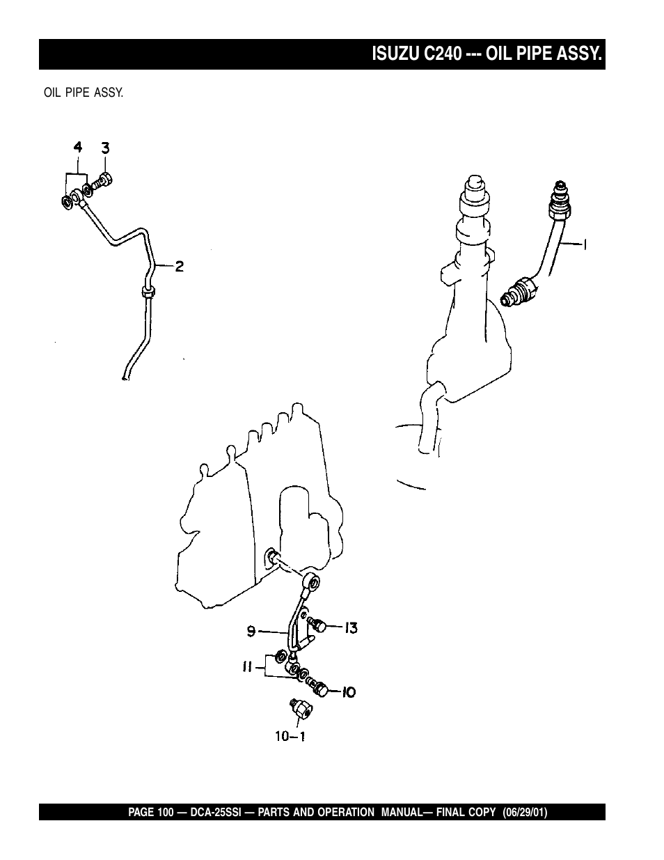 Isuzu c240 --- oil pipe assy | Multiquip MQ Power Whisperwatt Generator DCA-25SSI User Manual | Page 100 / 140