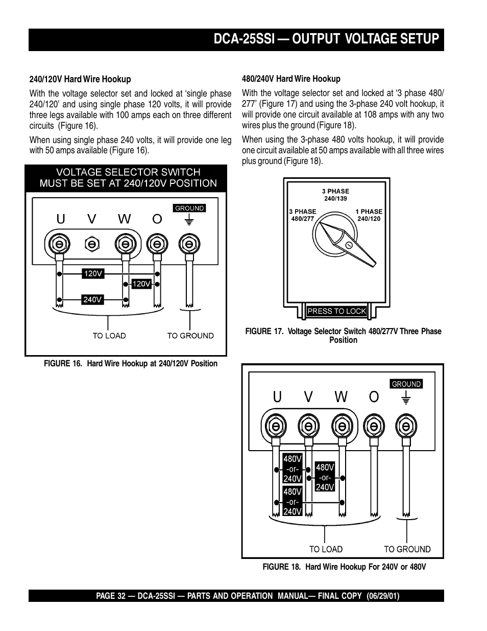 Dca-25ssi — output voltage setup | Multiquip MQ Power Whisperwatt Generator DCA-25SSI User Manual | Page 32 / 140