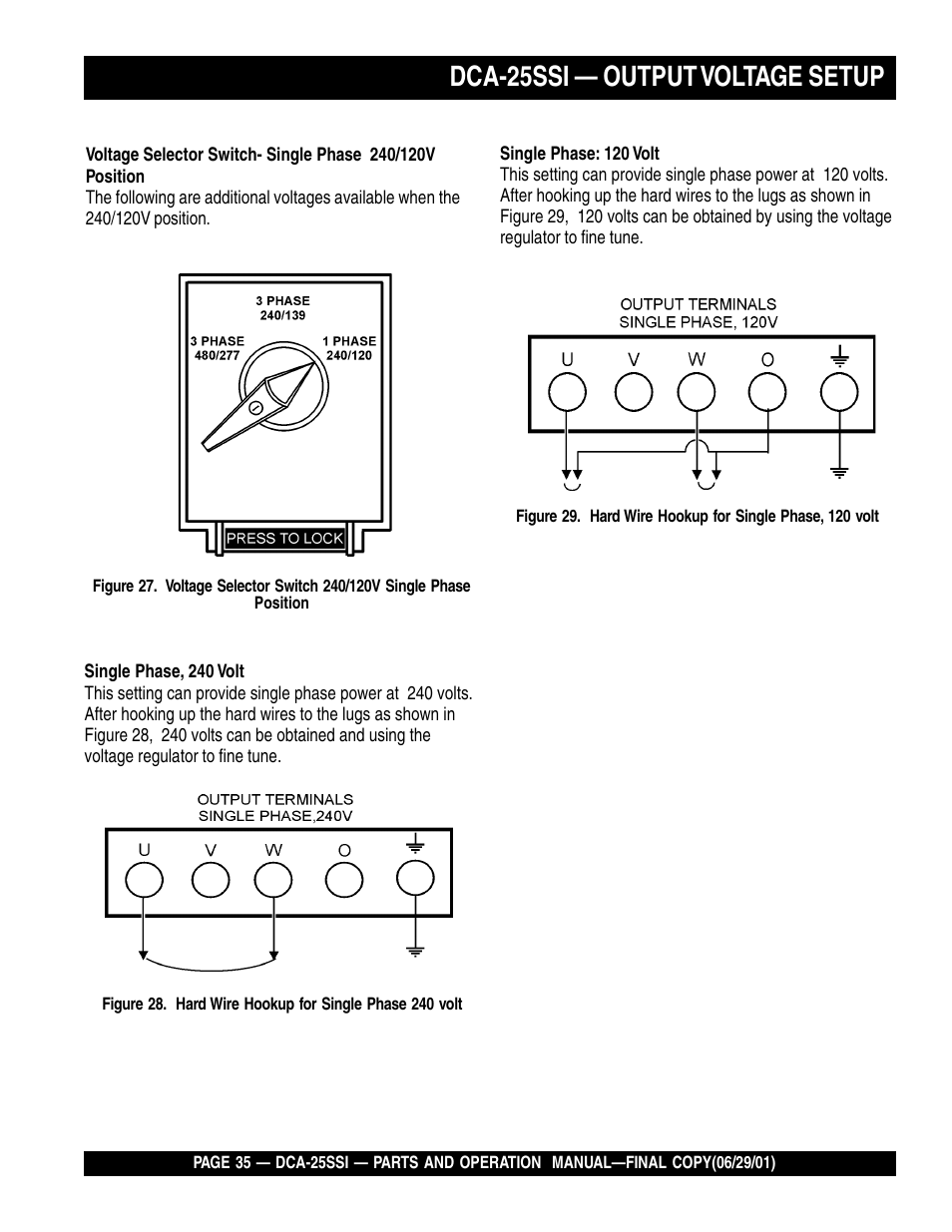 Dca-25ssi — output voltage setup | Multiquip MQ Power Whisperwatt Generator DCA-25SSI User Manual | Page 35 / 140