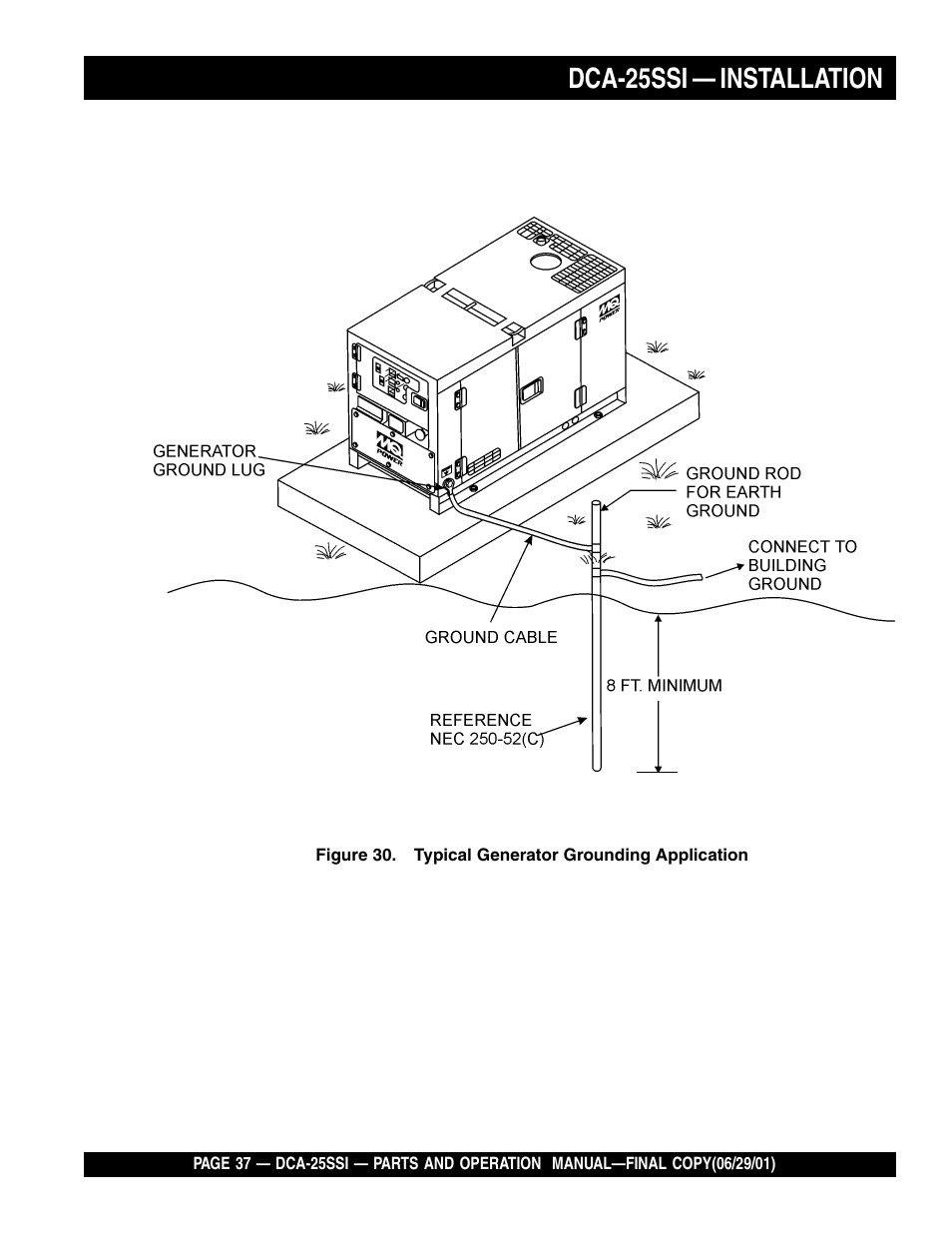 Dca-25ssi — installation | Multiquip MQ Power Whisperwatt Generator DCA-25SSI User Manual | Page 37 / 140