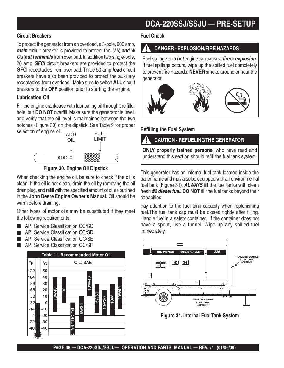 Dca-220ssj/ssju — pre-setup | Multiquip MQ Power Whisperwatt 50 Hz Generator DCA-220SSJ User Manual | Page 48 / 108