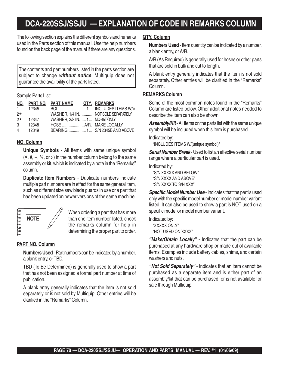 Multiquip MQ Power Whisperwatt 50 Hz Generator DCA-220SSJ User Manual | Page 70 / 108
