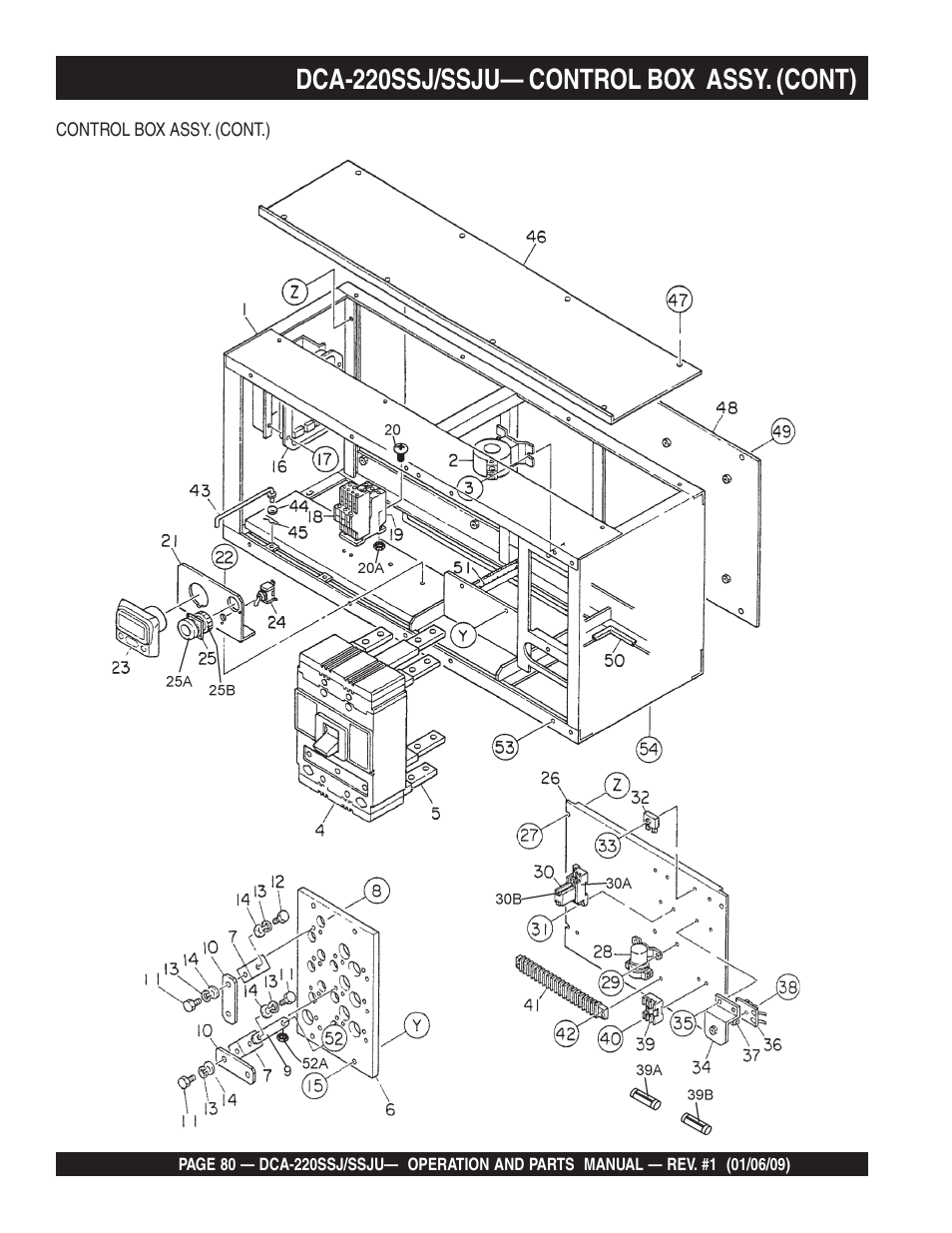 Dca-220ssj/ssju— control box assy. (cont) | Multiquip MQ Power Whisperwatt 50 Hz Generator DCA-220SSJ User Manual | Page 80 / 108