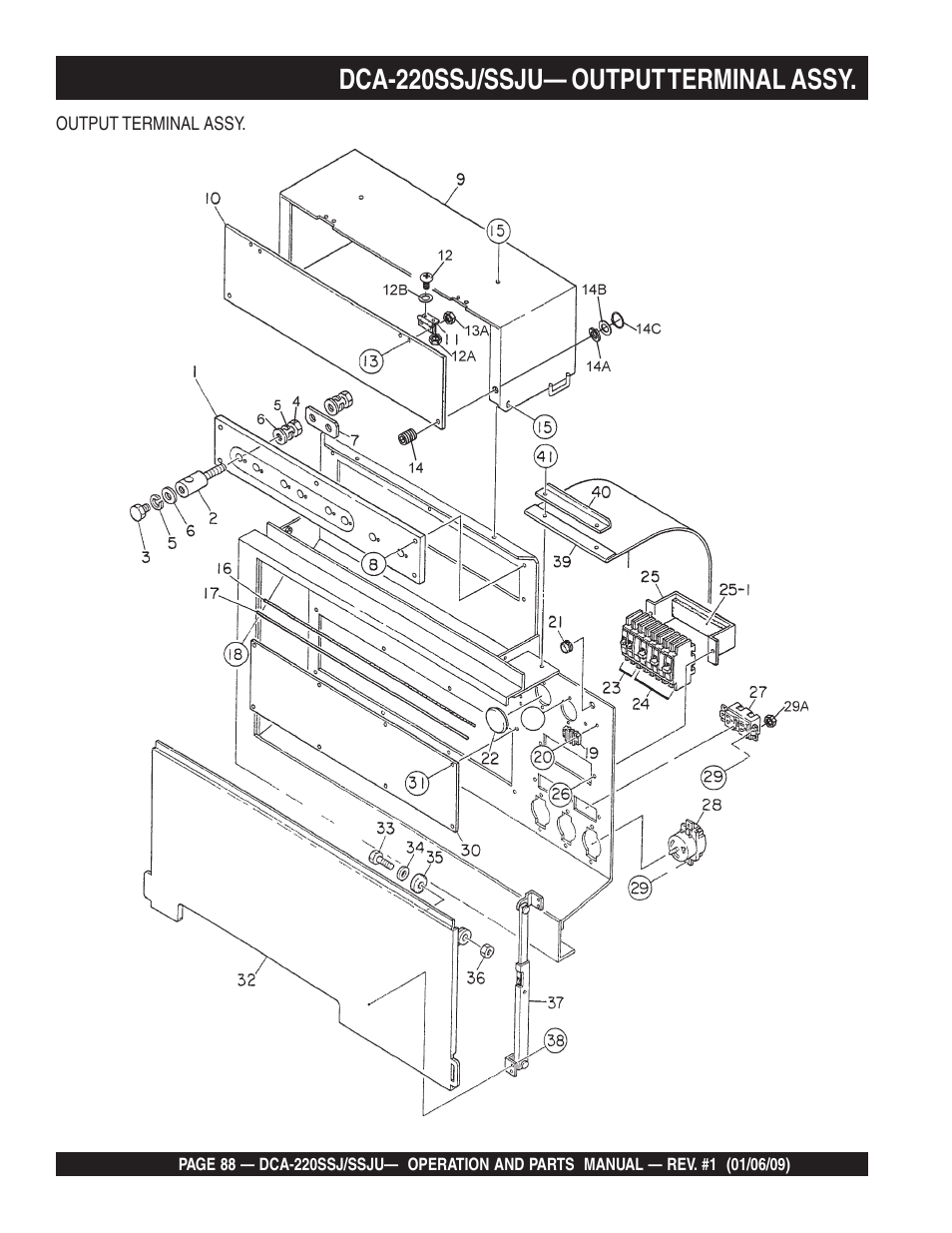 Dca-220ssj/ssju— output terminal assy | Multiquip MQ Power Whisperwatt 50 Hz Generator DCA-220SSJ User Manual | Page 88 / 108