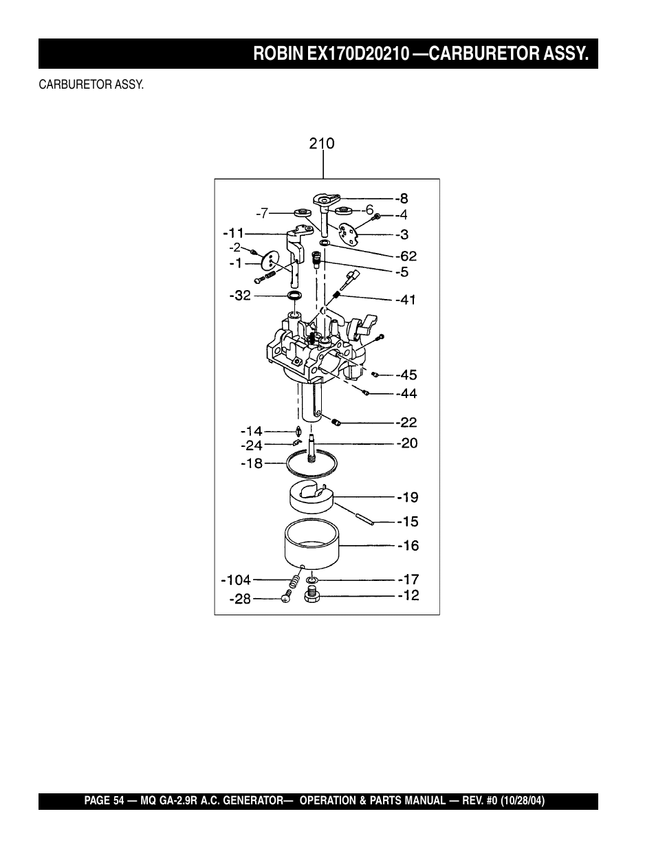 Multiquip Portabe AC Generator (Gasoline Engine) GA-2.9R User Manual | Page 54 / 62