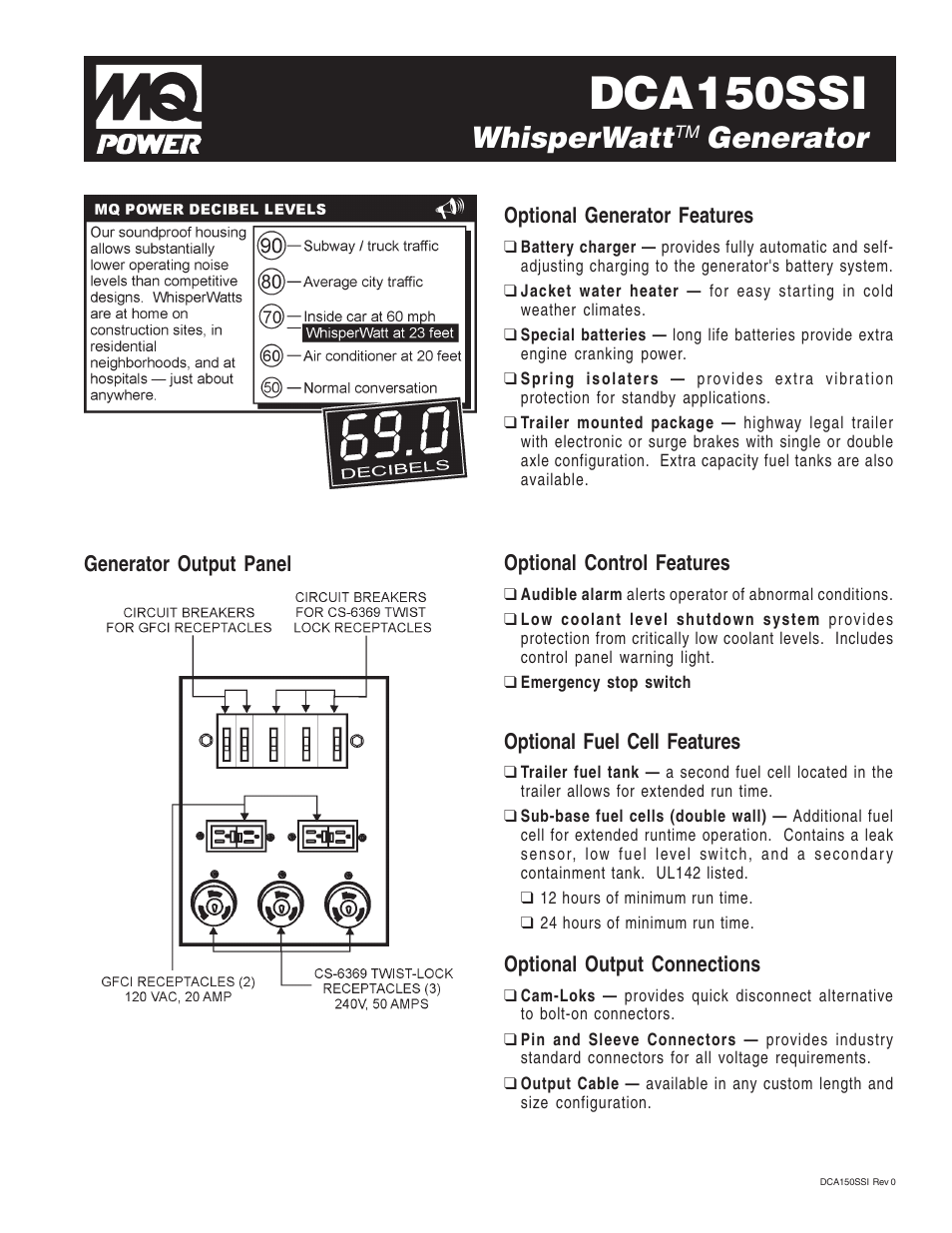 Dca150ssi, Whisperwatt, Generator | Multiquip MQ Power WhisperWatt 150 Generator DCA150SSI User Manual | Page 3 / 4