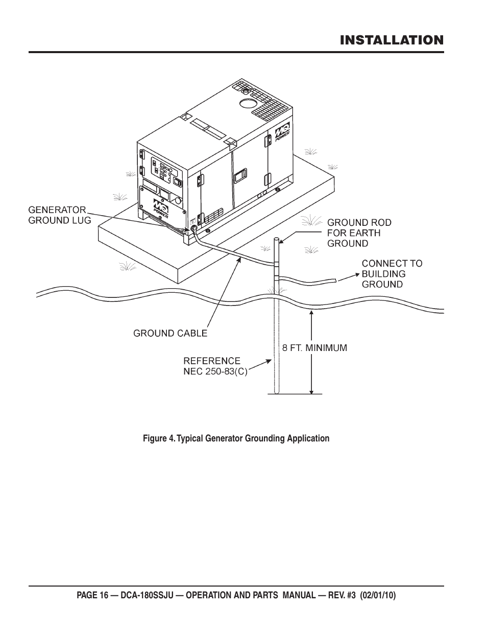 Installation | Multiquip 60Hz Generator DCA180SSJU User Manual | Page 16 / 106