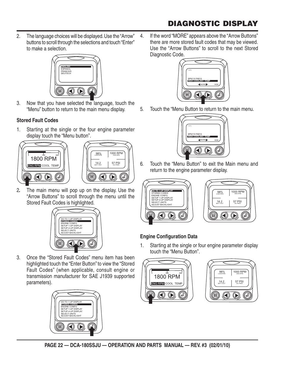 Diagnostic display, 1800 rpm | Multiquip 60Hz Generator DCA180SSJU User Manual | Page 22 / 106
