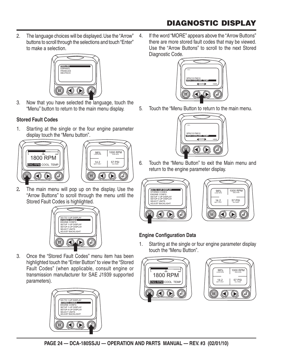 Diagnostic display, 1800 rpm | Multiquip 60Hz Generator DCA180SSJU User Manual | Page 24 / 106