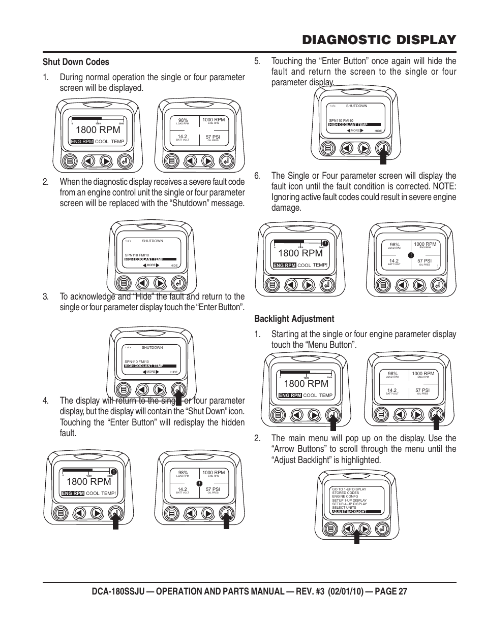 Diagnostic display, 1800 rpm | Multiquip 60Hz Generator DCA180SSJU User Manual | Page 27 / 106