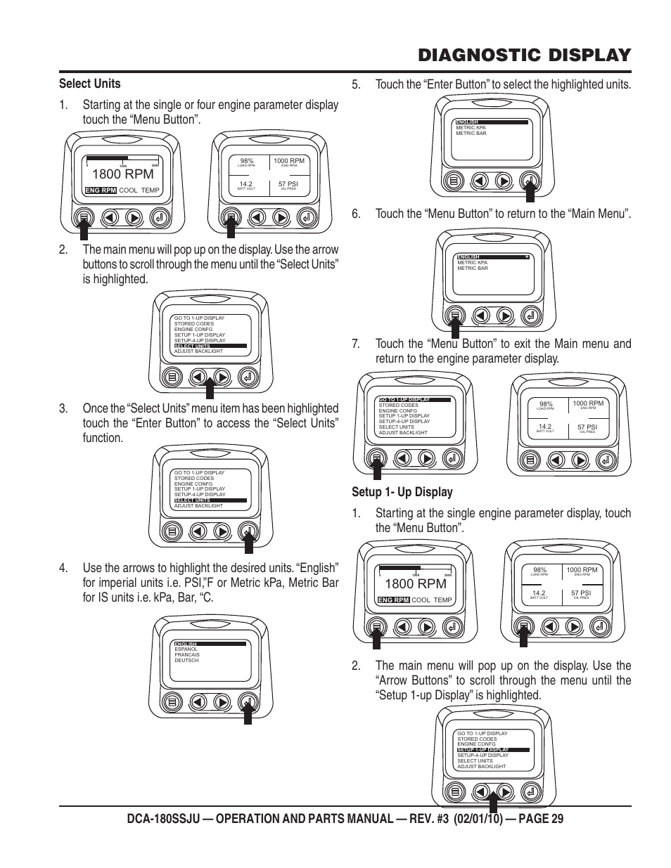 Diagnostic display, 1800 rpm | Multiquip 60Hz Generator DCA180SSJU User Manual | Page 29 / 106