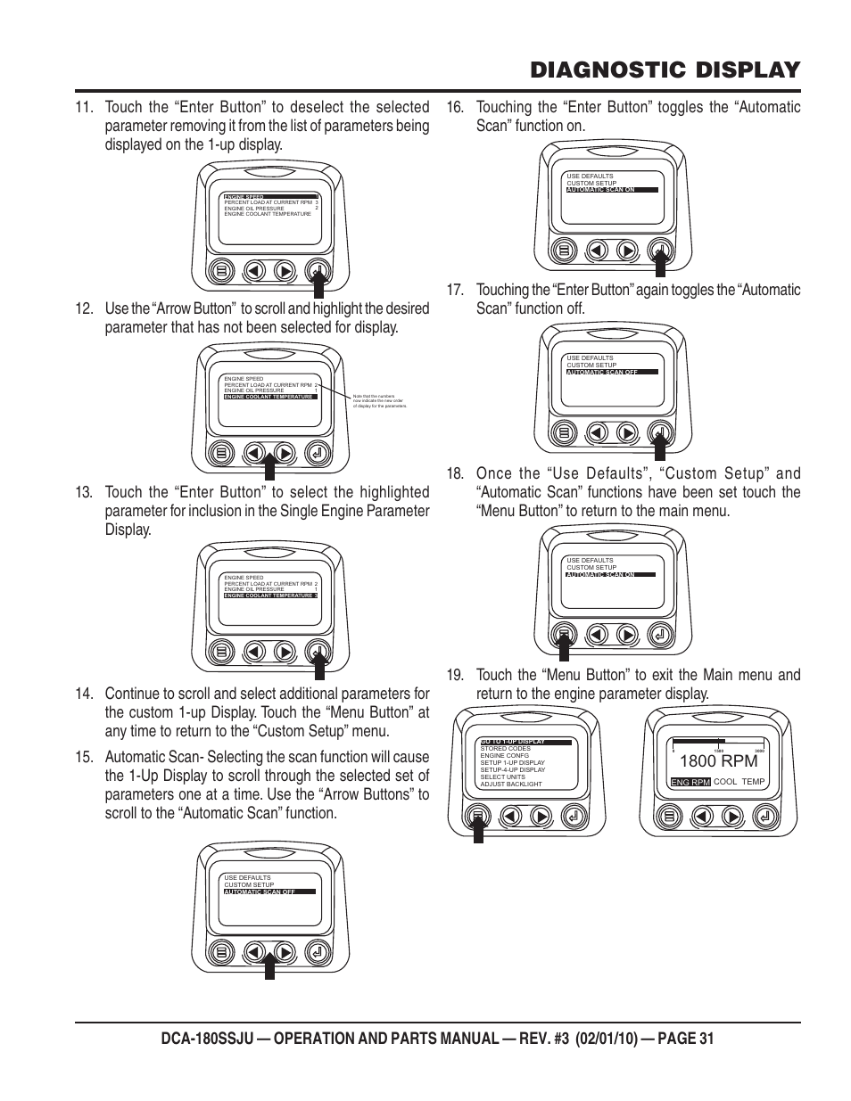 Diagnostic display, 1800 rpm | Multiquip 60Hz Generator DCA180SSJU User Manual | Page 31 / 106