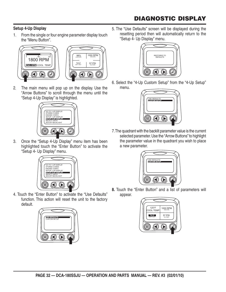 Diagnostic display, 1800 rpm | Multiquip 60Hz Generator DCA180SSJU User Manual | Page 32 / 106