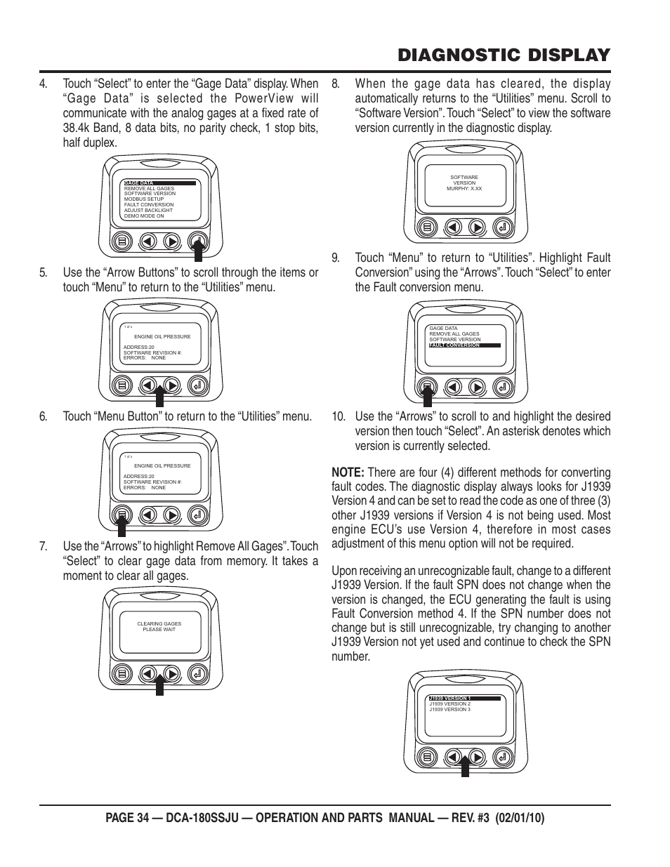 Diagnostic display | Multiquip 60Hz Generator DCA180SSJU User Manual | Page 34 / 106