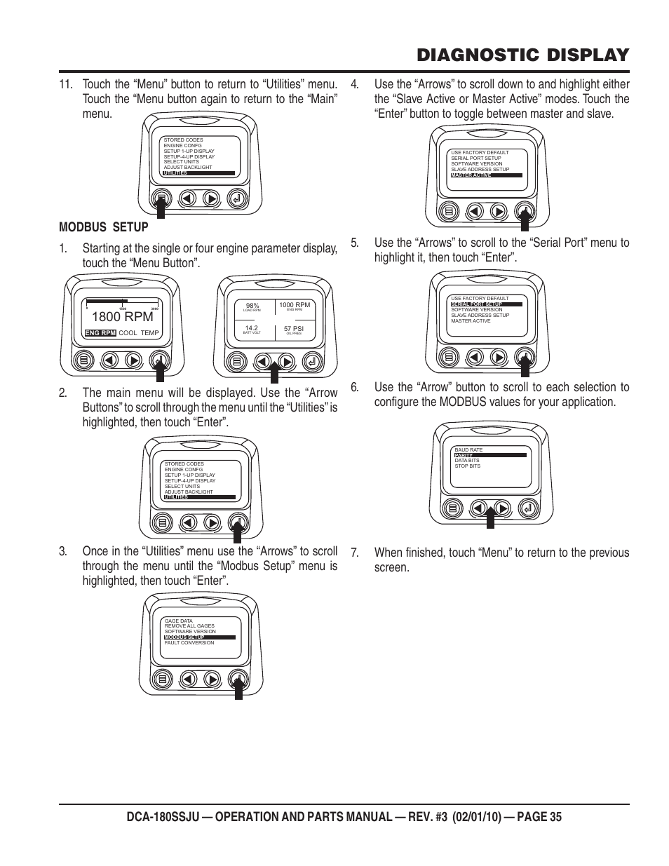 Diagnostic display, 1800 rpm | Multiquip 60Hz Generator DCA180SSJU User Manual | Page 35 / 106