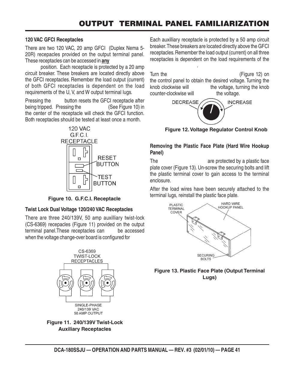 Output terminal panel familiarization | Multiquip 60Hz Generator DCA180SSJU User Manual | Page 41 / 106