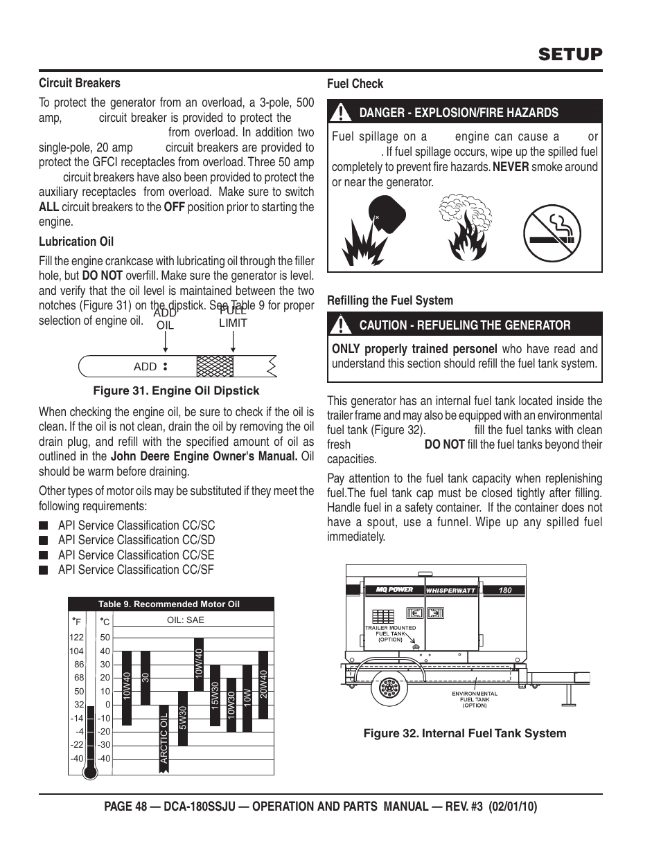 Setup | Multiquip 60Hz Generator DCA180SSJU User Manual | Page 48 / 106