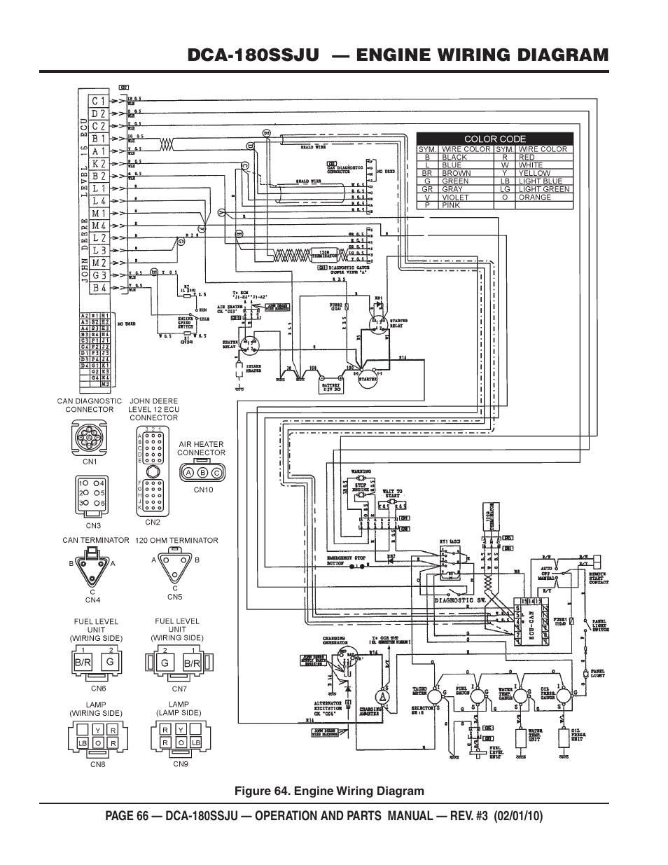 Dca-180ssju — engine wiring diagram | Multiquip 60Hz Generator DCA180SSJU User Manual | Page 66 / 106