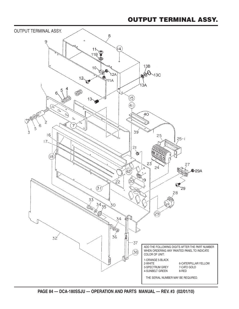 Output terminal assy | Multiquip 60Hz Generator DCA180SSJU User Manual | Page 84 / 106