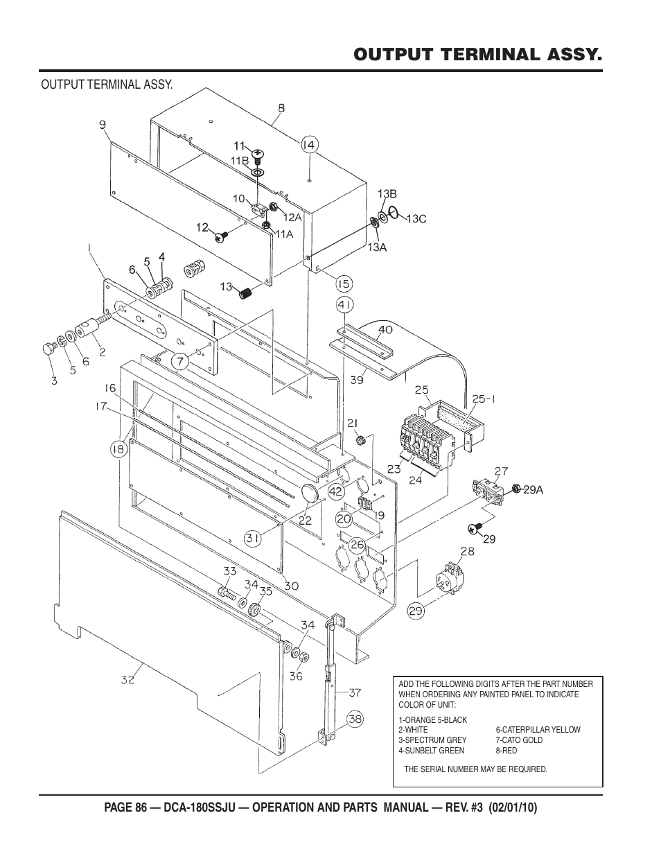 Output terminal assy | Multiquip 60Hz Generator DCA180SSJU User Manual | Page 86 / 106