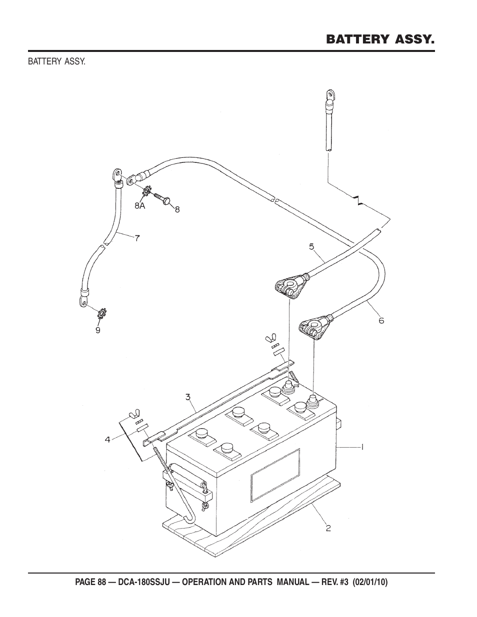 Battery assy | Multiquip 60Hz Generator DCA180SSJU User Manual | Page 88 / 106