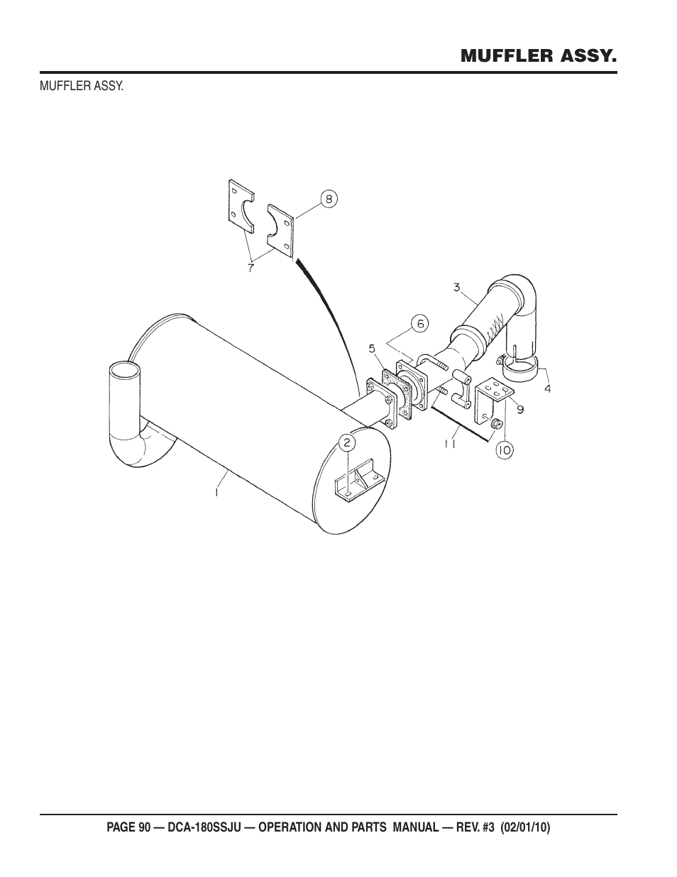Muffler assy | Multiquip 60Hz Generator DCA180SSJU User Manual | Page 90 / 106