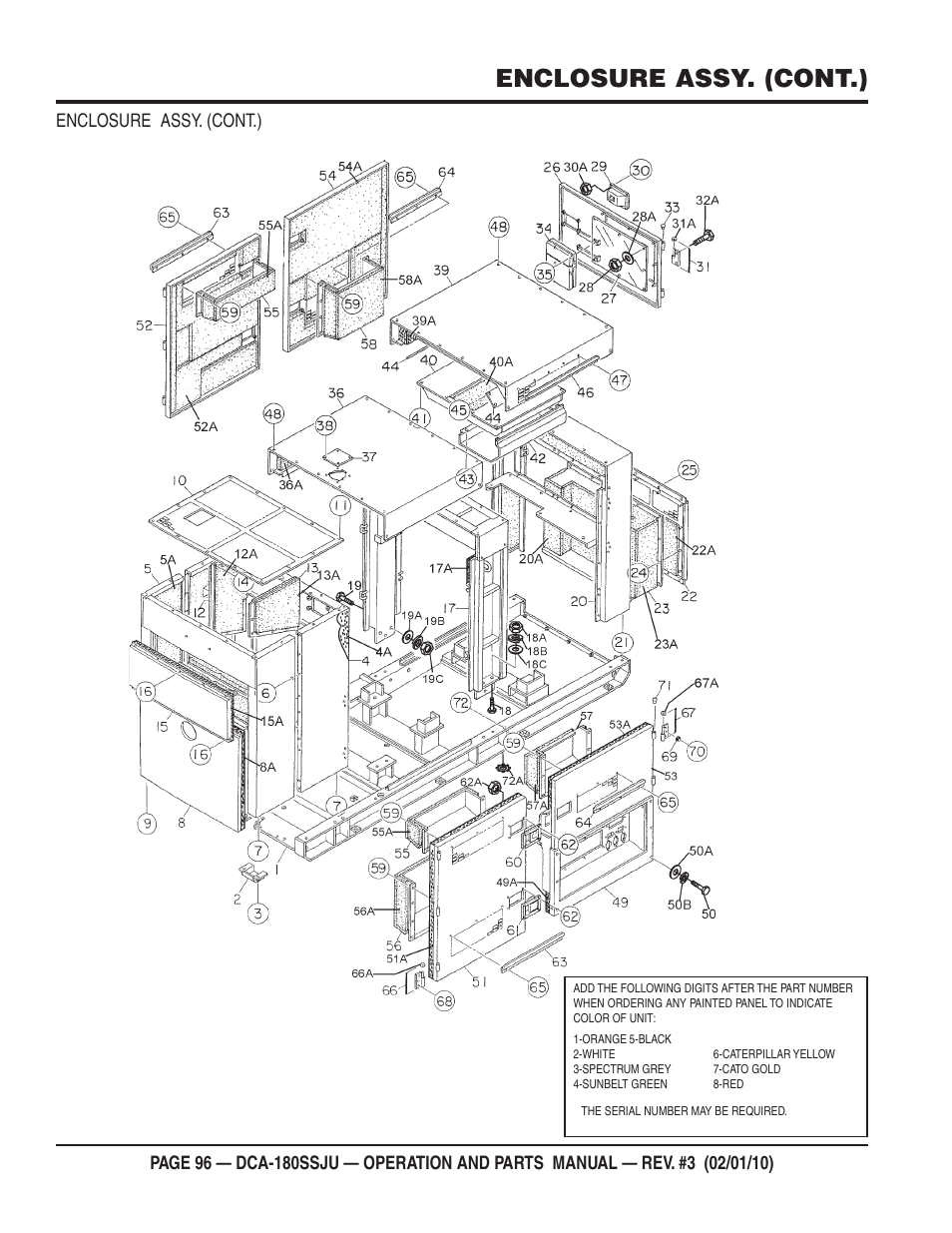 Enclosure assy. (cont.) | Multiquip 60Hz Generator DCA180SSJU User Manual | Page 96 / 106