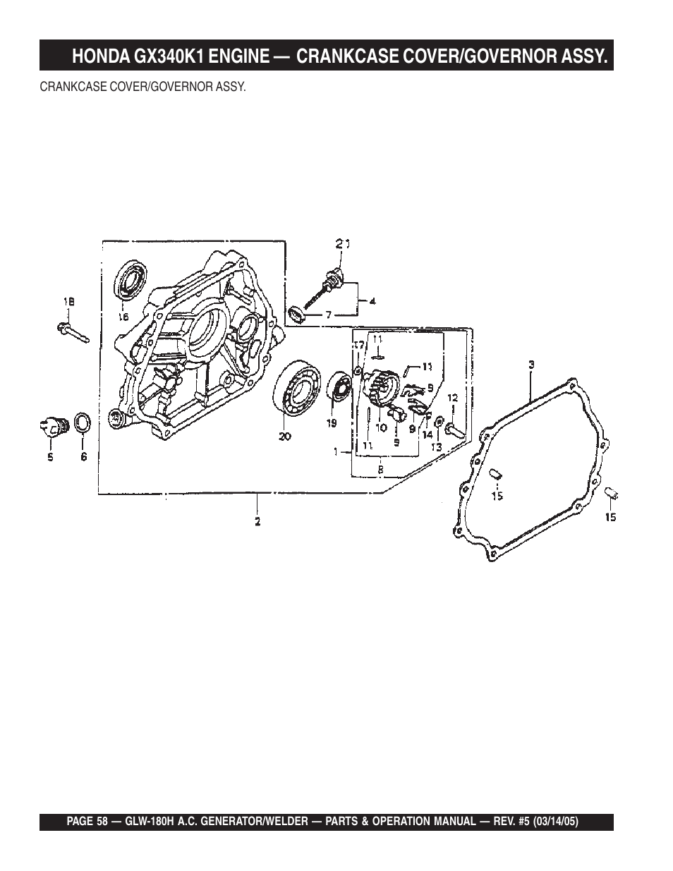 Multiquip A.C. GENERATOR GLW-180H User Manual | Page 58 / 78