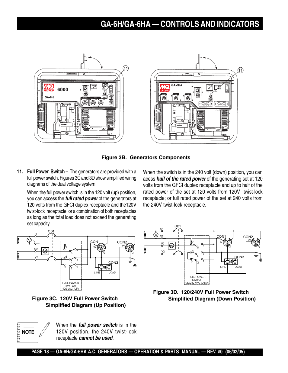 Ga-6h/ga-6ha — controls and indicators | Multiquip MQ Multiquip Portable Generators ga-6h User Manual | Page 18 / 84