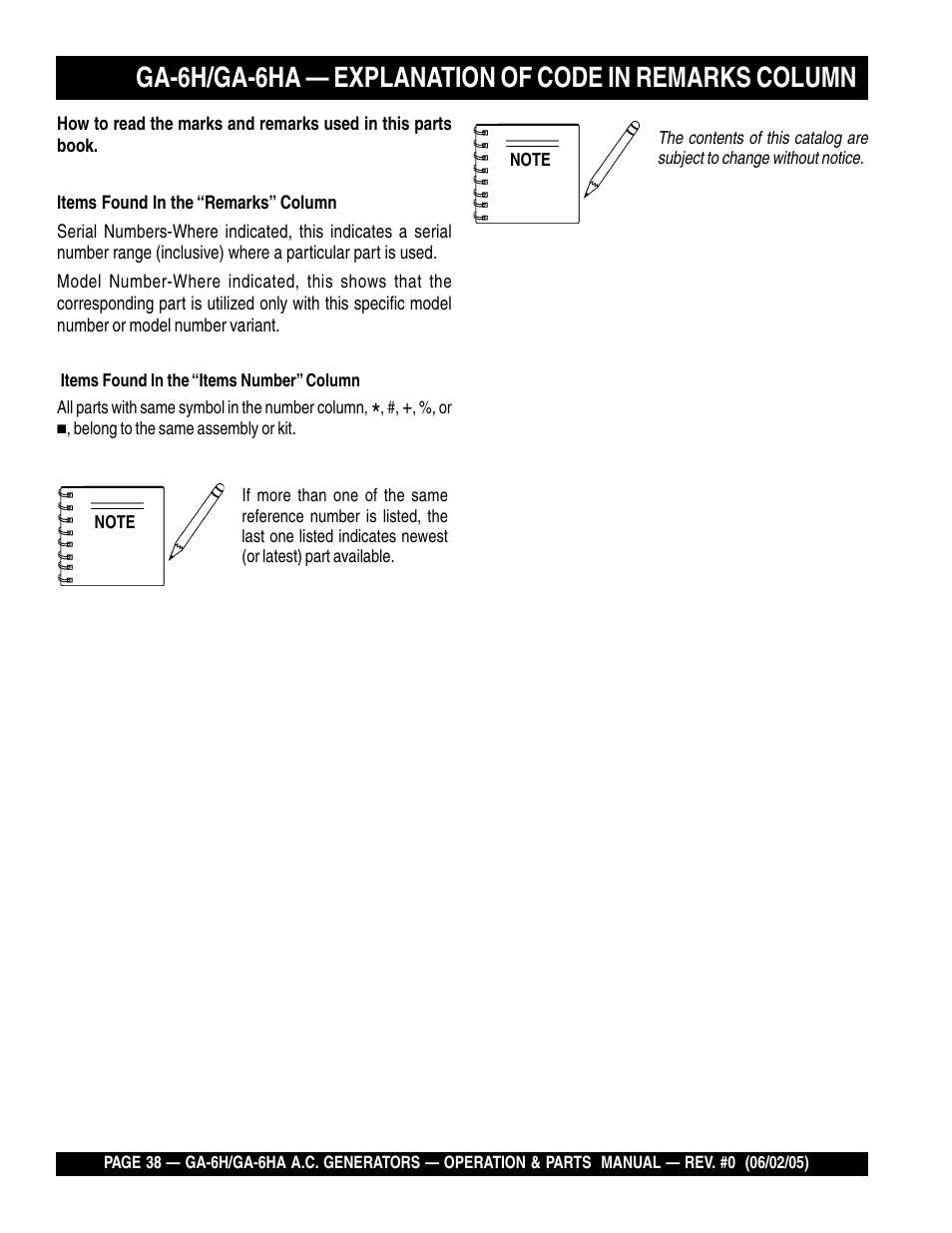 Multiquip MQ Multiquip Portable Generators ga-6h User Manual | Page 38 / 84