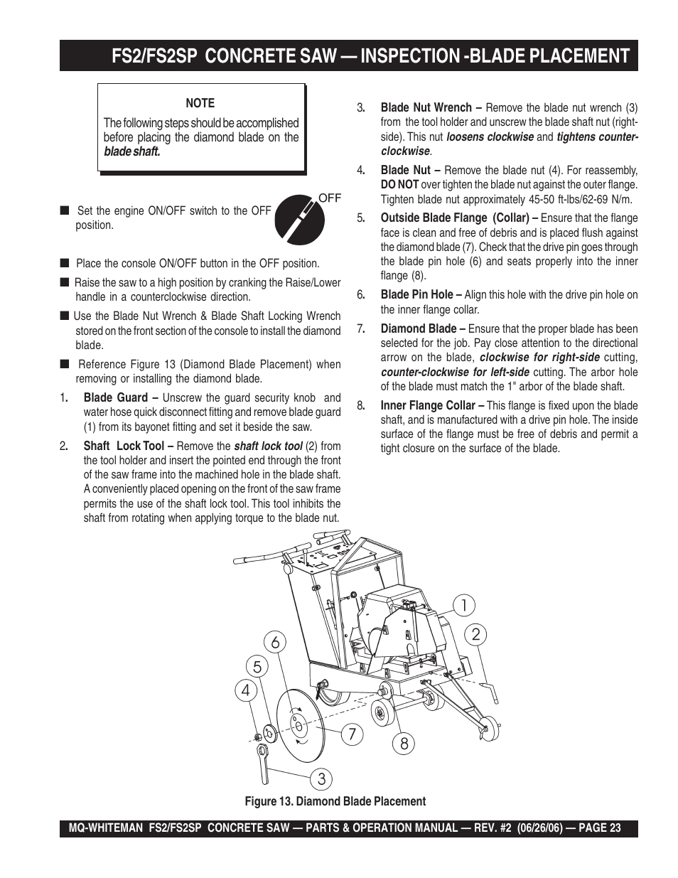 Multiquip Whiteman Concrete Saw FS2 User Manual | Page 23 / 78