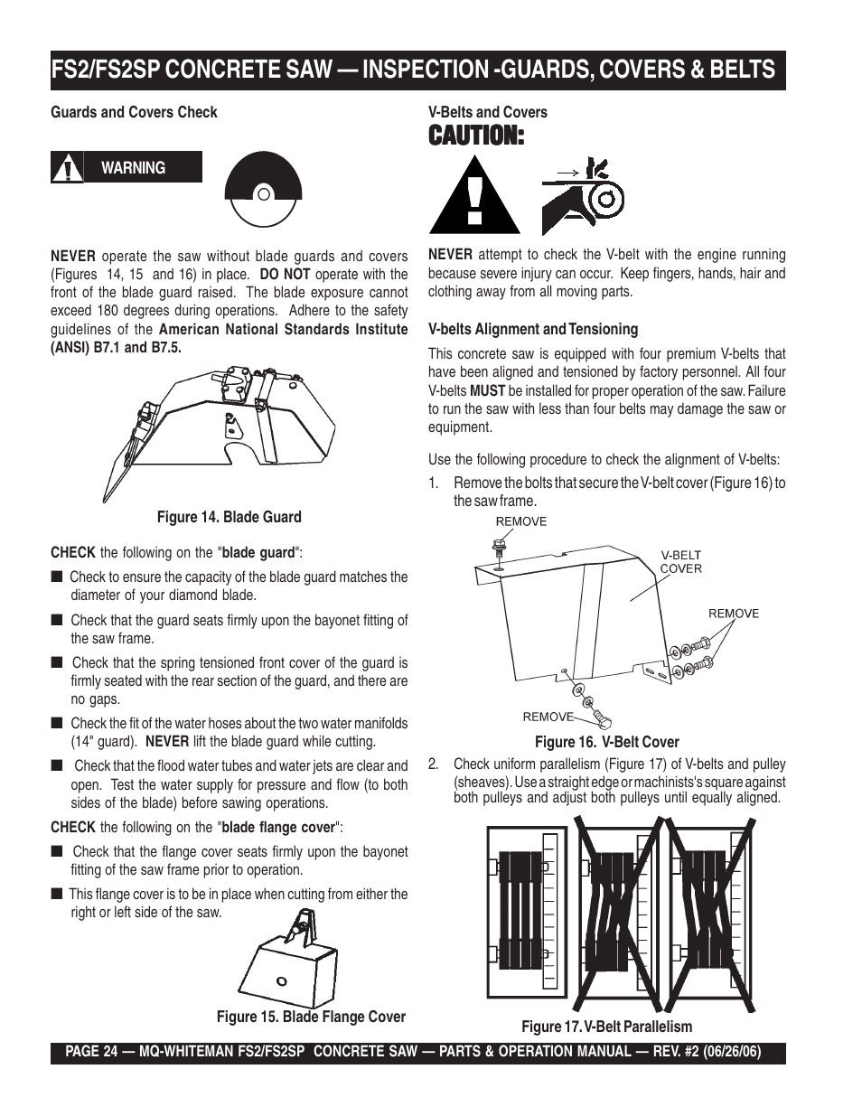 Caution | Multiquip Whiteman Concrete Saw FS2 User Manual | Page 24 / 78