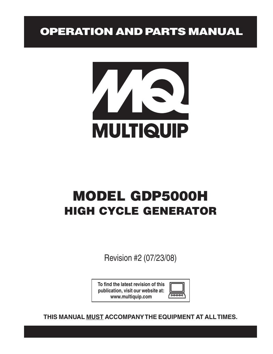 Multiquip High Cycle Generator GBP5000H User Manual | 76 pages