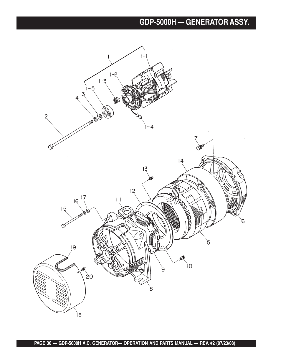 Gdp-5000h — generator assy | Multiquip High Cycle Generator GBP5000H User Manual | Page 30 / 76