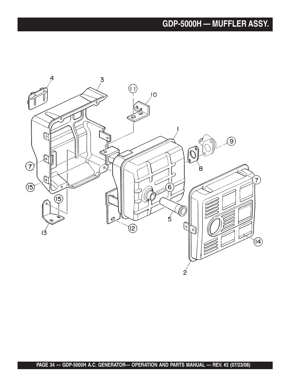 Gdp-5000h — muffler assy | Multiquip High Cycle Generator GBP5000H User Manual | Page 34 / 76