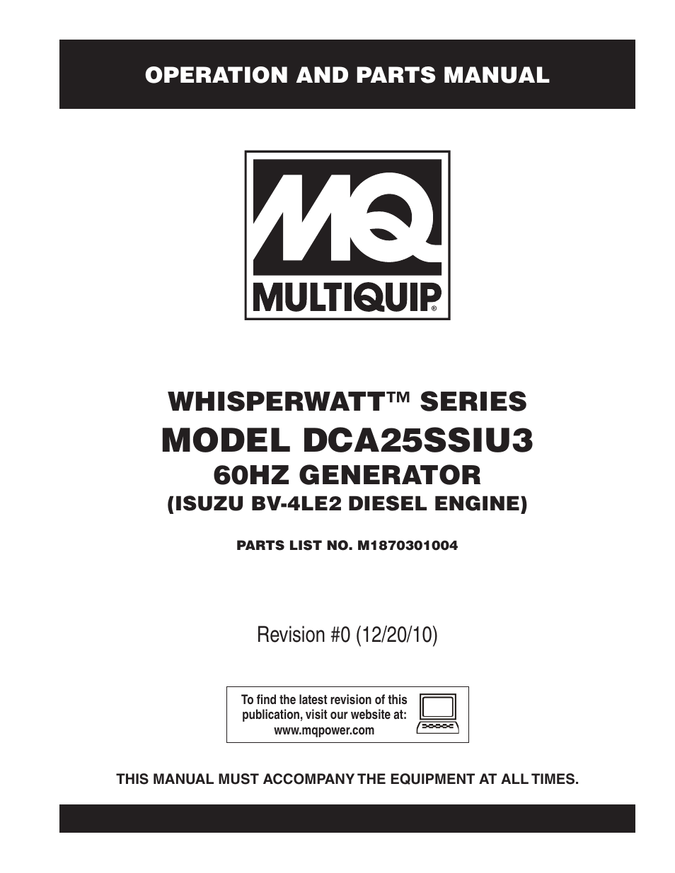 Multiquip 60HZ GENERATOR DCA25SSIU3 User Manual | 76 pages